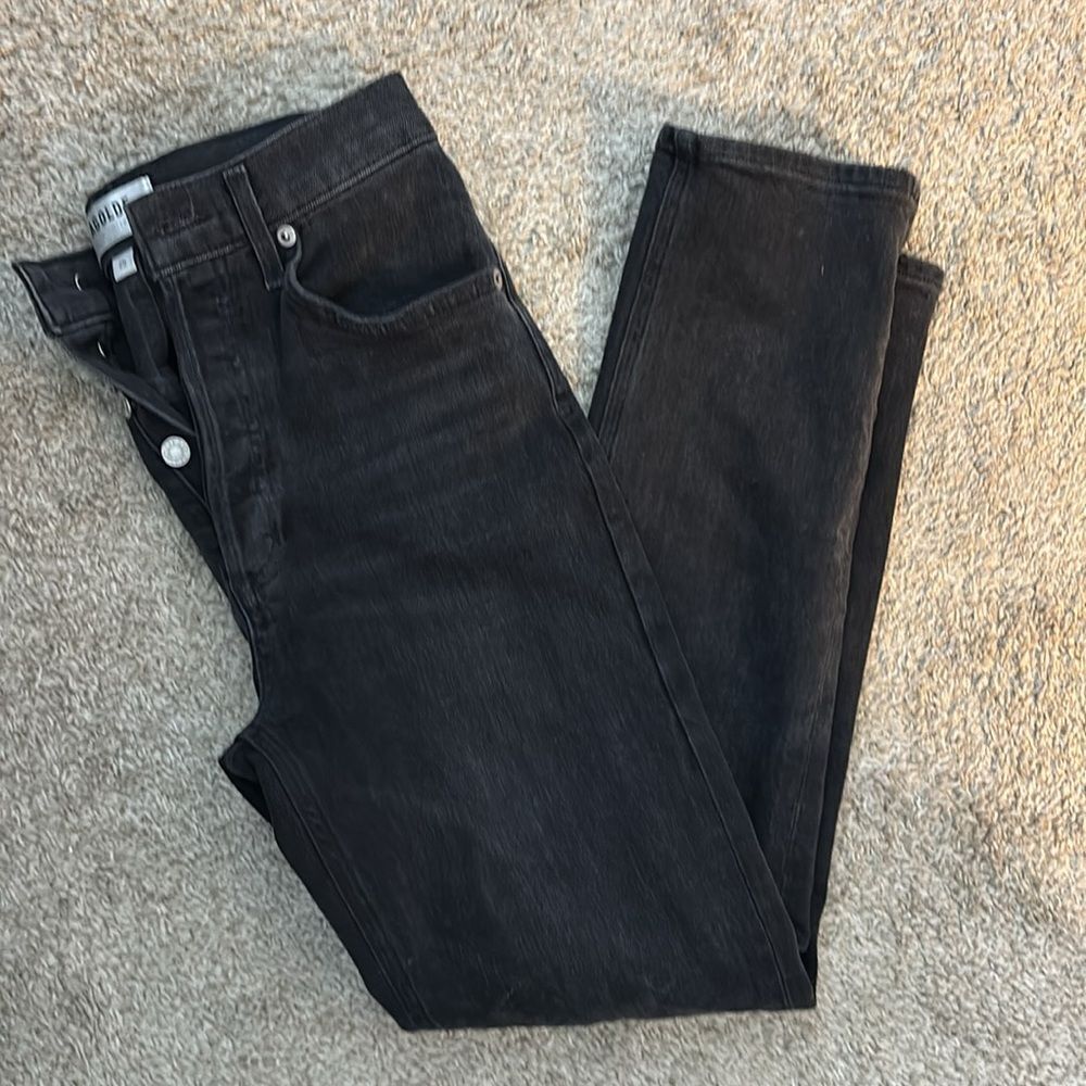 Agolde Riley High Rise Jeans Black 25 - Picture 3 of 5